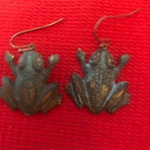 Custom created frog earrings